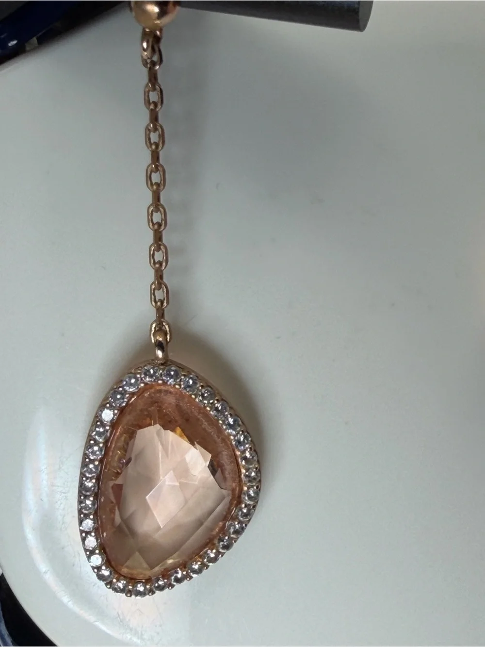 Genevive Rose Gold 18K plated silver Teardrop Dangle Earrings